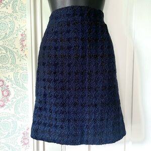 J CREW Blue and Black Houndstooth Skirt